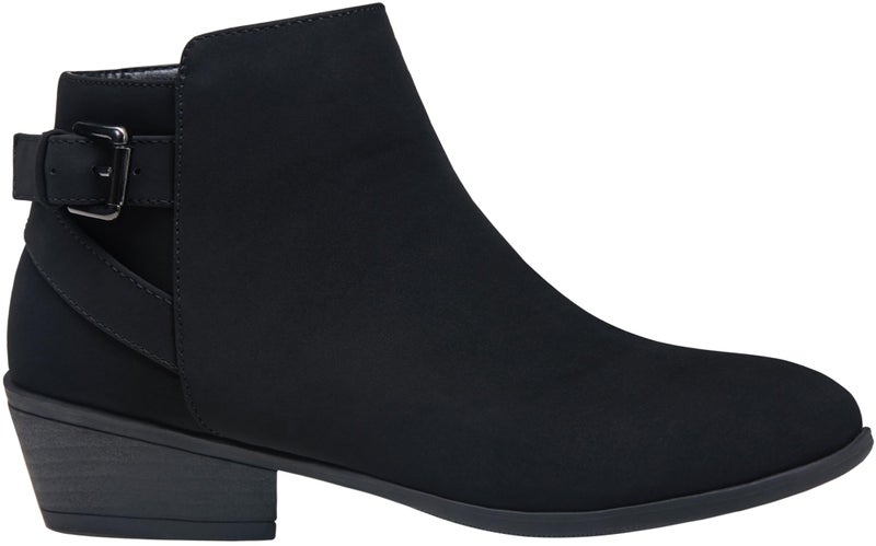 Vepose Women's Short Ankle Boots, Low Heel Western Cowboy Booties, 911 - Black Nubuck, Size 7 US - with Buckle Side Zipper (CJY911 Black Nubuck 07) - Image 1